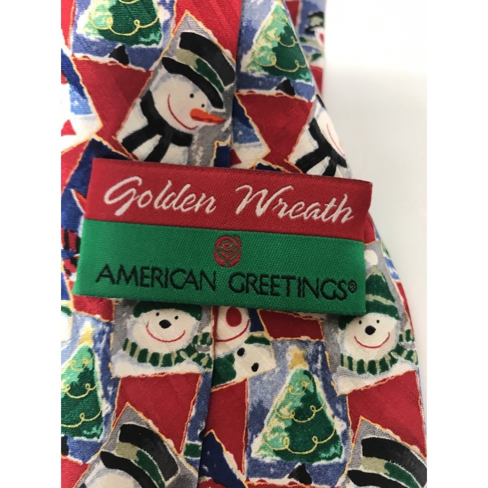 American Greetings Christmas Tie 100% Silk‎ Snowman Collage Novelty Neckwear - Picture 5 of 12